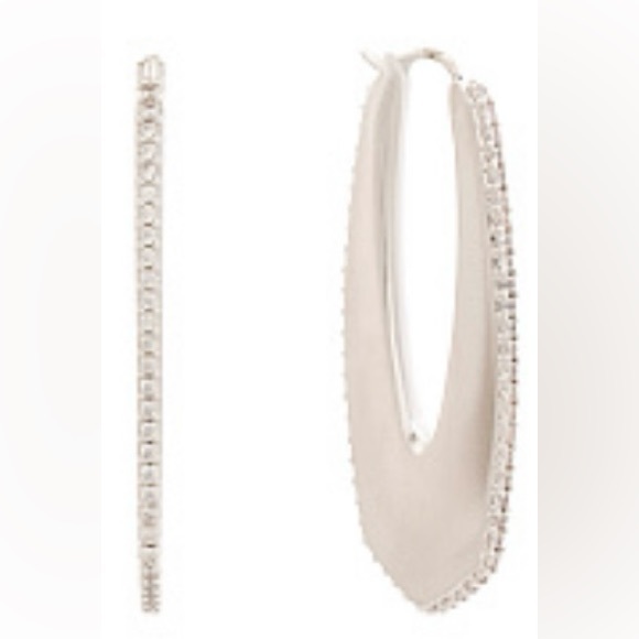 NWT gorgeous KENDRA SCOTT silver tone Adeline Hoop Earrings with crystal stones - Picture 14 of 14